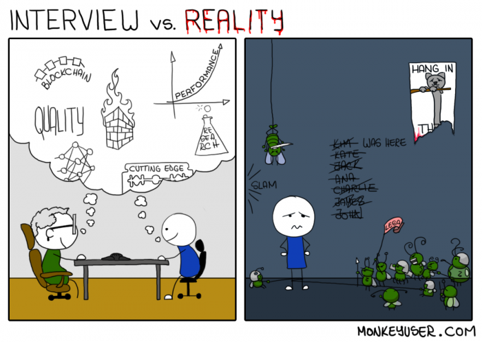 [monkeyuser] Interview vs. Reality
