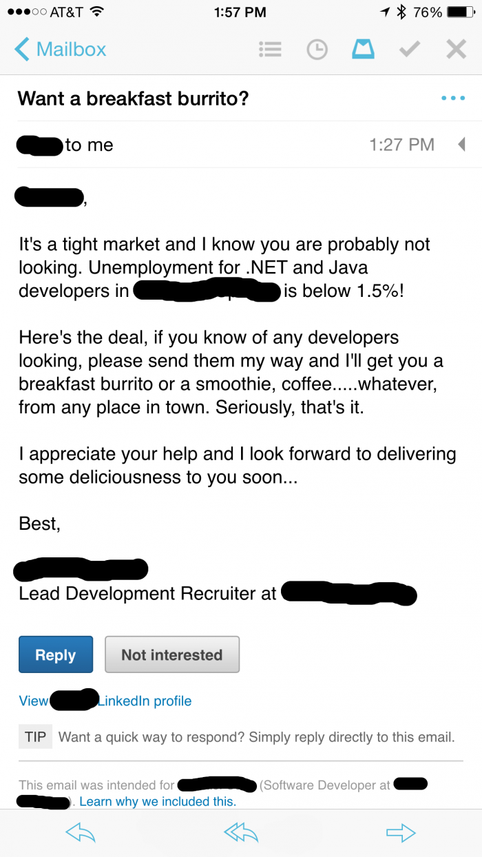 Recruiters are getting a little desperate