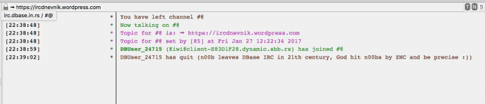 Quit MSG on some private IRC server :D