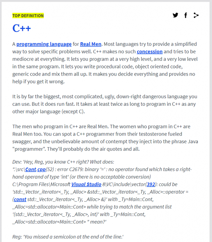 The best response to what is c++
