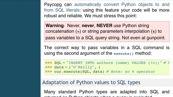 A pretty serious SQL injection warning