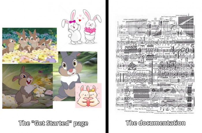 Get started vs. Documentation