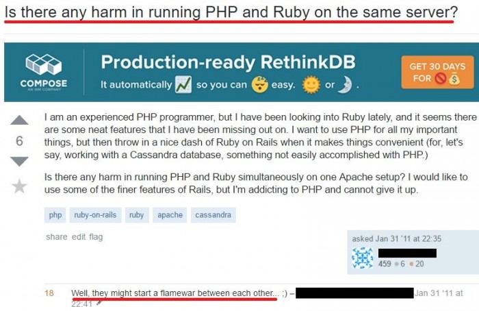 Is there any harm in running PHP and Ruby on the same server?