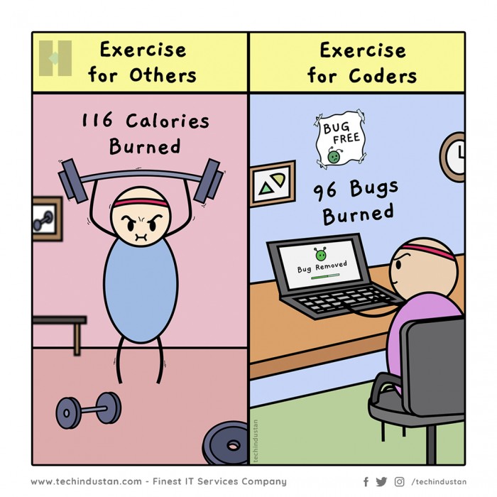Coders don't burn calories. We burn bugs 