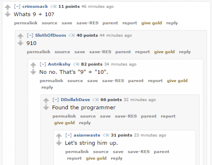 Random programmer humor in comments are always a joy.