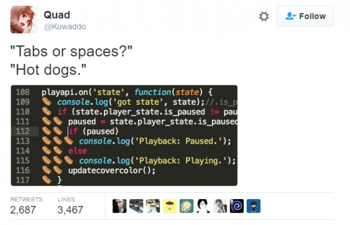 Tabs or spaces? Hot dogs