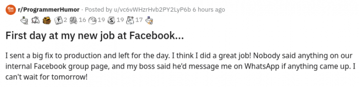 Fist day at Facebook
