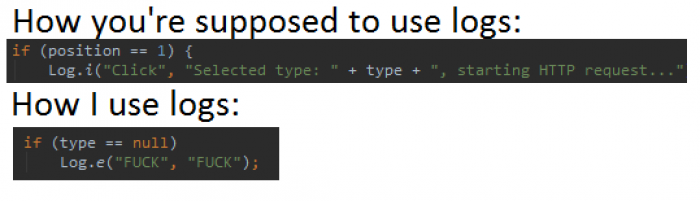 Started programming my Android app and added some logs for debugging